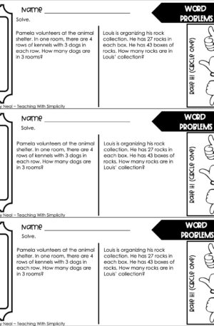 4th Grade Multiplication – Word Problems Exit Ticket 1