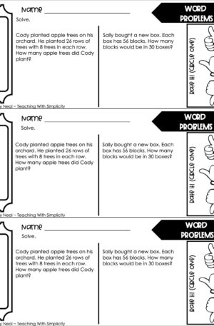 4th Grade Multiplication – Word Problems Exit Ticket 2