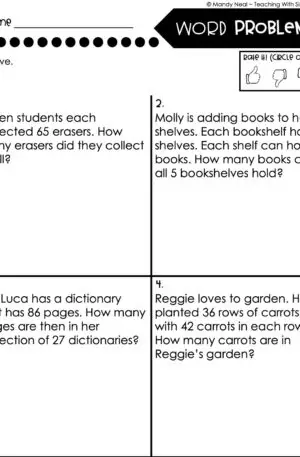 4th Grade Multiplication – Word Problems Worksheet 1