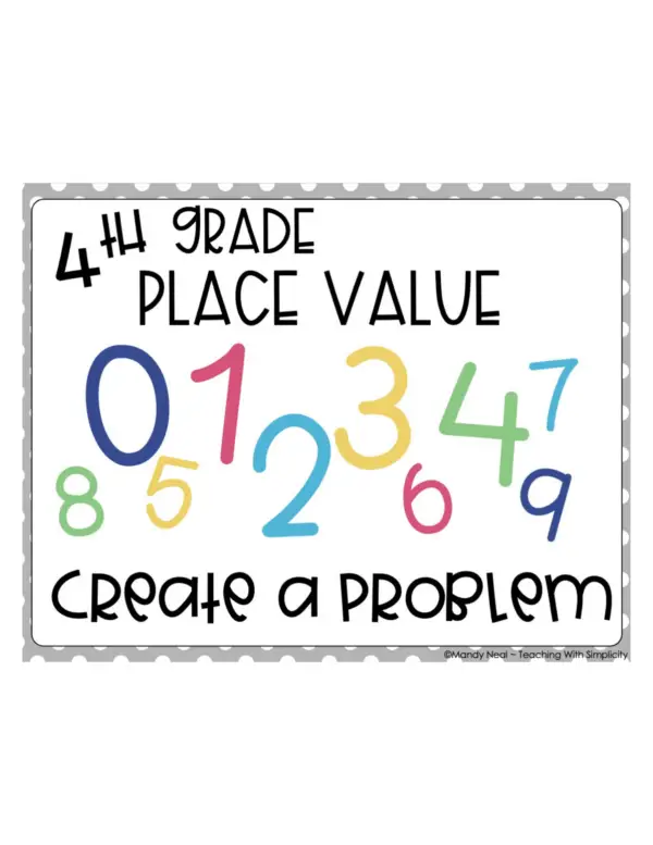 4th Grade Place Value Create a Problem Math Center