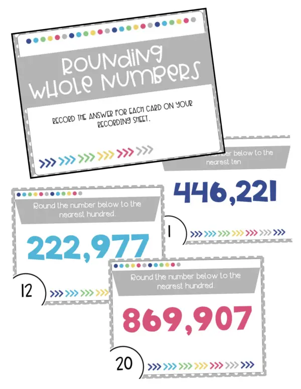 4th Grade Rounding Task Cards (Printable)