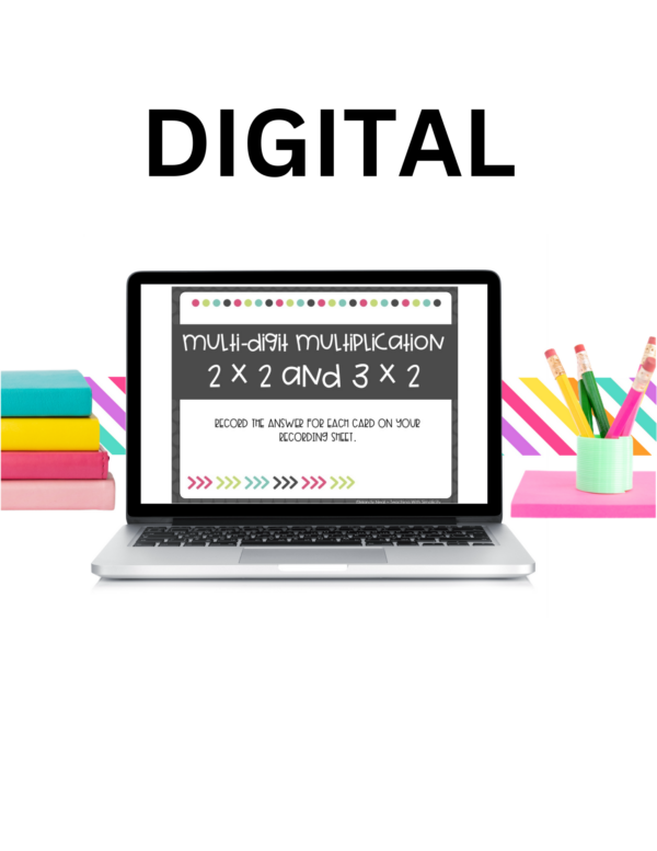 5th Grade Multi-Digit Multiplication 2 x 2 and 3 x 2 Task Cards (Digital)