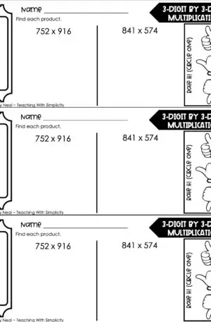 5th Grade Multiplication – 3-Digit by 3-Digit Multiplication Exit Ticket 1