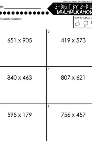 5th Grade Multiplication – 3-Digit by 3-Digit Multiplication Worksheet 1