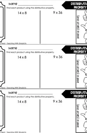 5th Grade Multiplication – Distributive Property Exit Ticket 2