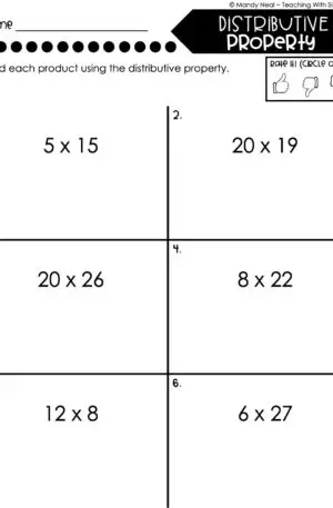 5th Grade Multiplication – Distributive Property Worksheet 2