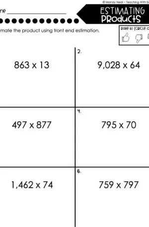 5th Grade Multiplication – Estimating Products Worksheet 2