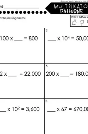 5th Grade Multiplication – Multiplication Patterns Worksheet 3