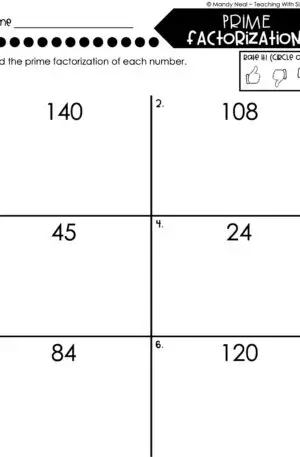 5th Grade Multiplication – Prime Factorization Worksheet 2