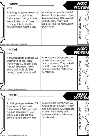 5th Grade Multiplication – Word Problems Exit Ticket 2