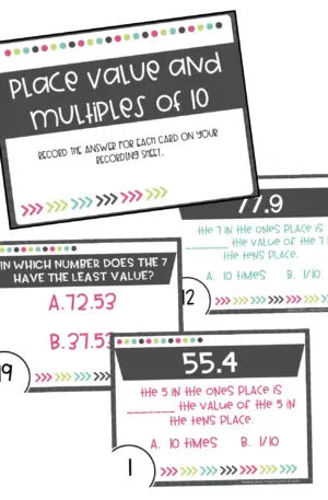 5th Grade Place Value Task Cards (Printable)