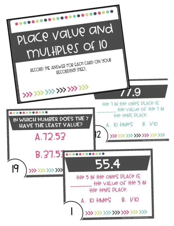 5th Grade Place Value Task Cards (Printable)