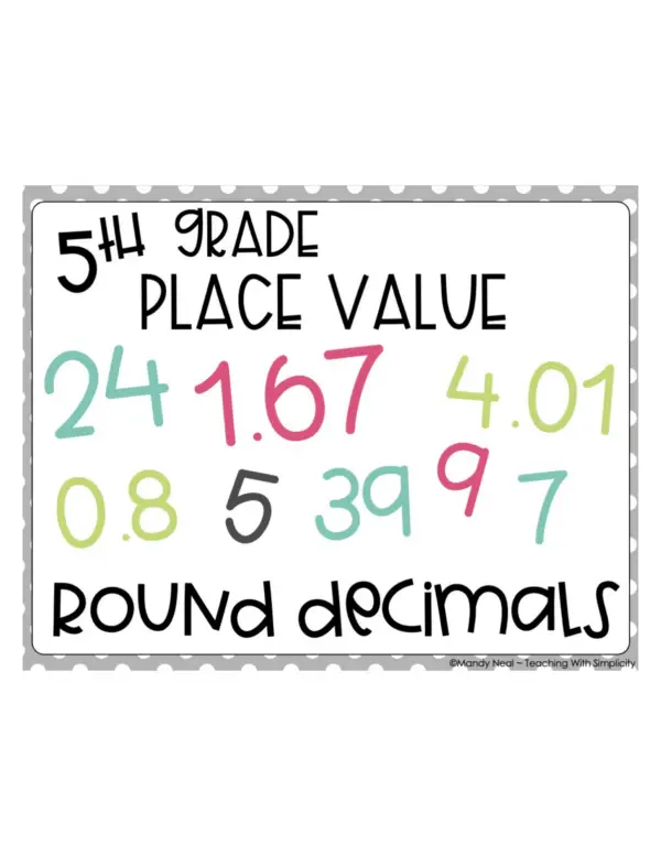 5th Grade Round Decimals Center