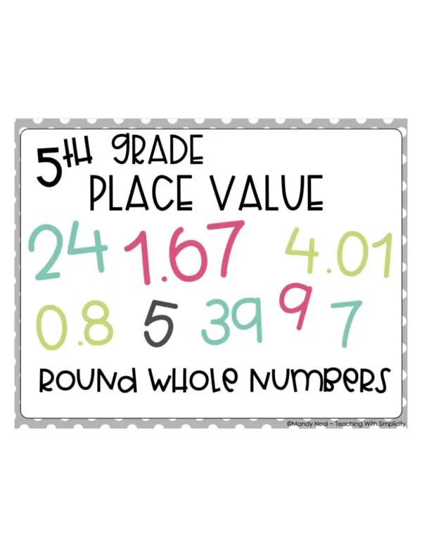 5th Grade Round Whole Numbers Center