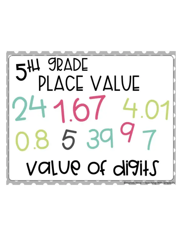 5th Grade Value of Whole Numbers Center