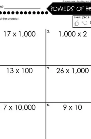 5th Grade Place Value - Powers of 10 Homework 2