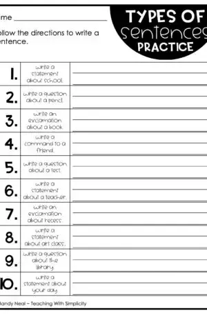 3rd Grade Types of Sentences Practice