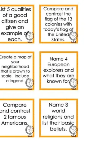 Choice Board: 3rd Nine Weeks - Social Studies Cards (Color)