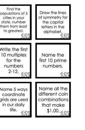 Choice Board: 1st Nine Weeks - Math Cards (Black and White)