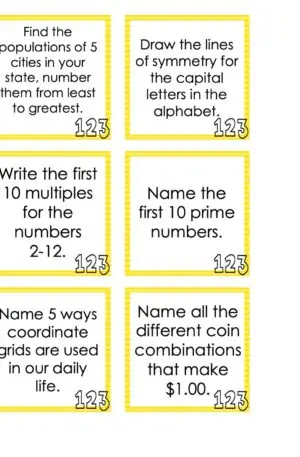 Choice Board: 1st Nine Weeks - Math Cards (Color)