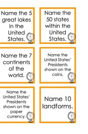 Choice Board: 1st Nine Weeks - Social Studies Cards (Color)