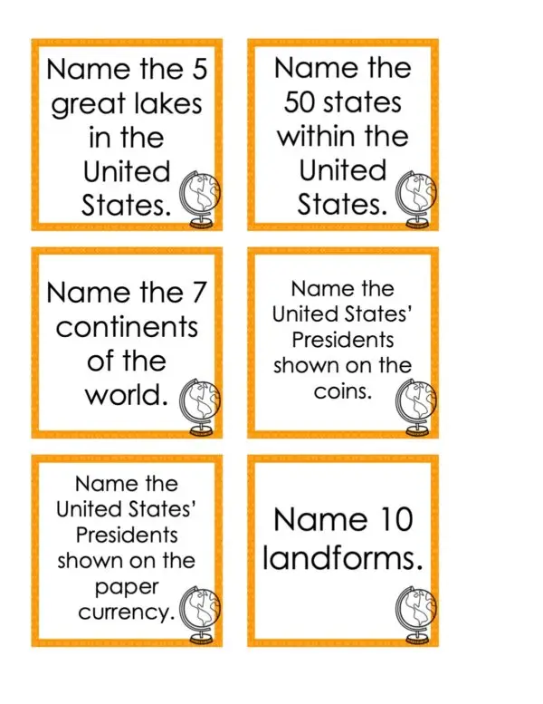 Choice Board: 1st Nine Weeks - Social Studies Cards (Color)