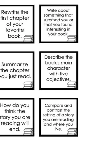 Choice Board: 2nd Nine Weeks - Reading Cards (Black and White)