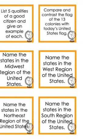 Choice Board: 2nd Nine Weeks - Social Studies Cards (Color)