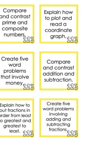 Choice Board: 3rd Nine Weeks - Math Cards (Color)