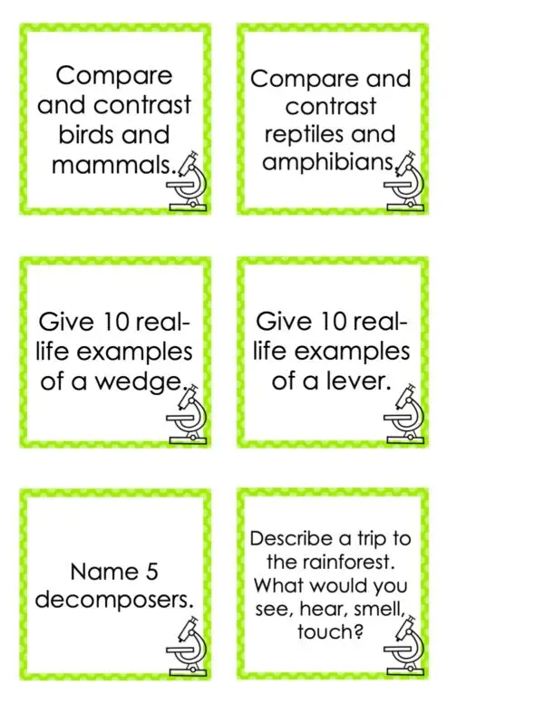 Choice Board: 3rd Nine Weeks - Science Cards (Color)