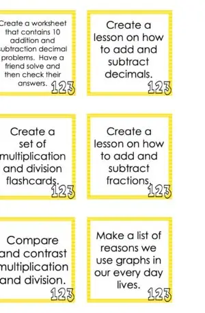 Choice Board: 4th Nine Weeks - Math Cards (Color)