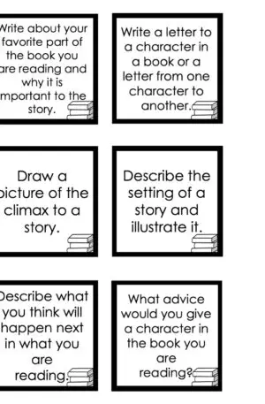 Choice Board: 4th Nine Weeks - Reading Cards (Black and White)