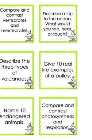 Choice Board: 4th Nine Weeks - Science Cards (Color)