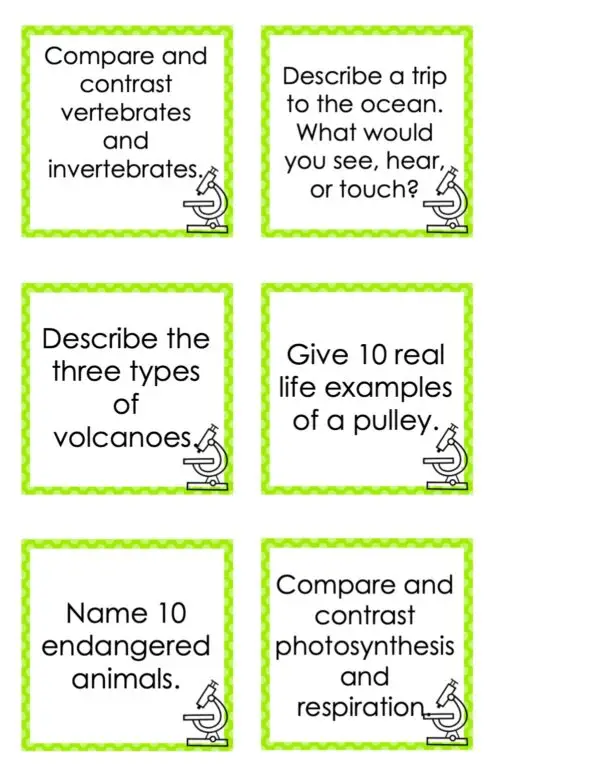 Choice Board: 4th Nine Weeks - Science Cards (Color)