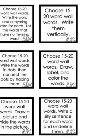 Choice Board: 4th Nine Weeks - Writing Cards (Black and White)