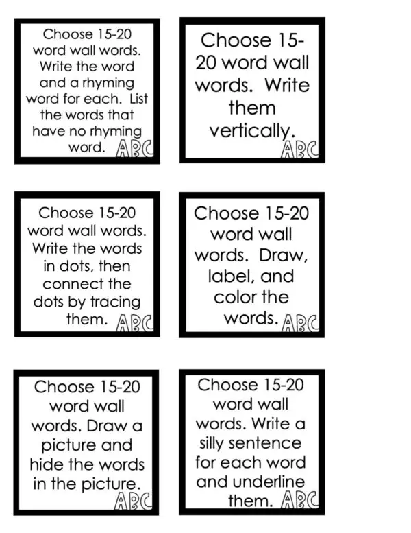 Choice Board: 4th Nine Weeks - Writing Cards (Black and White)