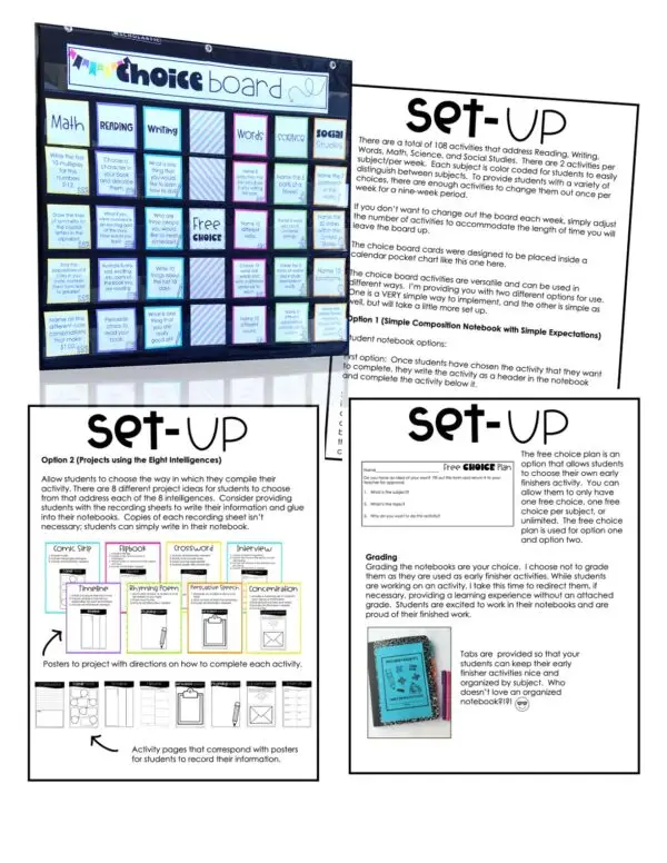 Choice Board Set Up