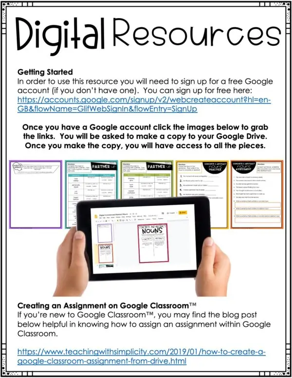 3rd Grade Concrete and Abstract Noun Digital Link