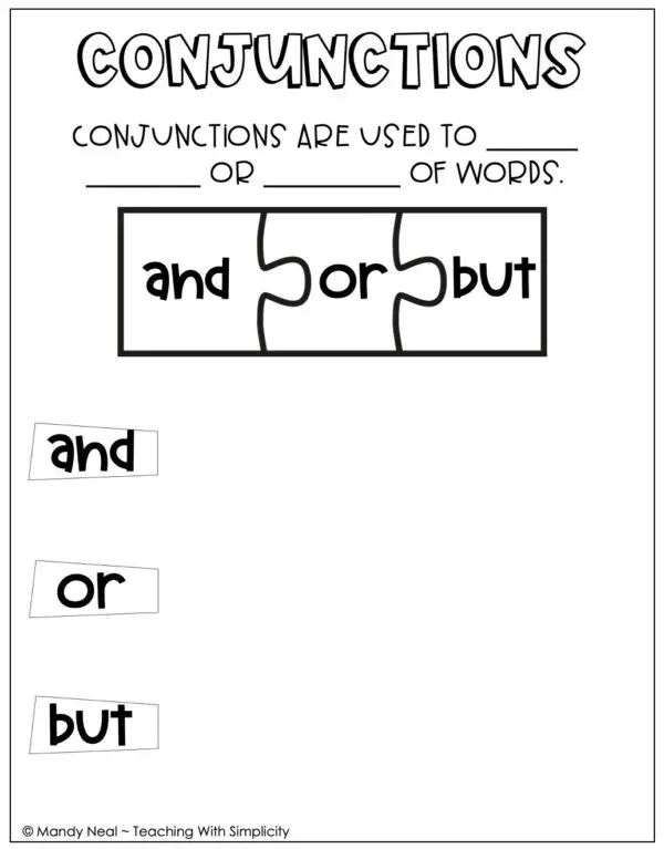 3rd Grade Conjunctions Anchor Chart