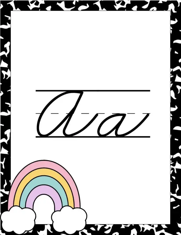 Pop of Pastel Alphabet Cursive Posters