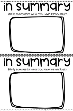 Exit Tickets for Any Lesson - "In Summary" (Printable)