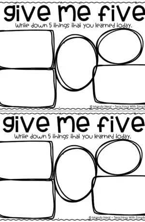 Exit Tickets for Any Lesson – “Give Me Five” (Printable)