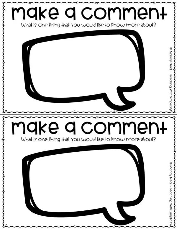 Exit Tickets for Any Lesson – “Make a Comment” (Printable)