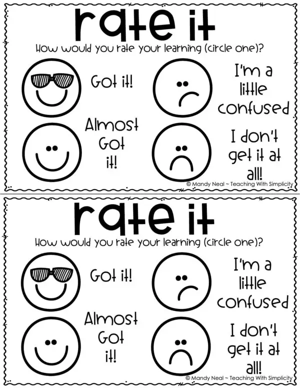 Exit Tickets for Any Lesson – “Rate It” (Printable)