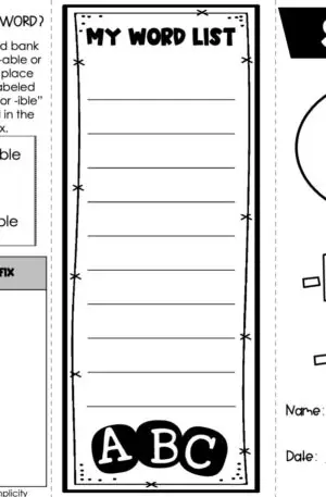 Morphology: -able/-ible - Interactive Notebook