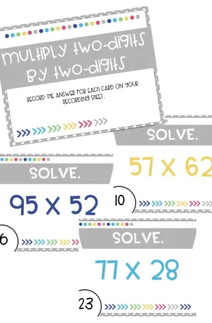 Multiply Two-Digits by Two-Digits Task Cards (Printable)