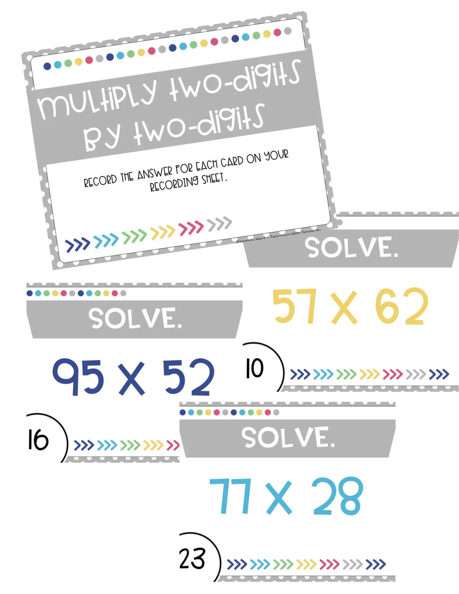 Multiply Two-Digits by Two-Digits Task Cards (Printable)