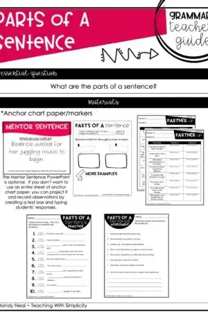 3rd Grade Parts of a Teacher Guide