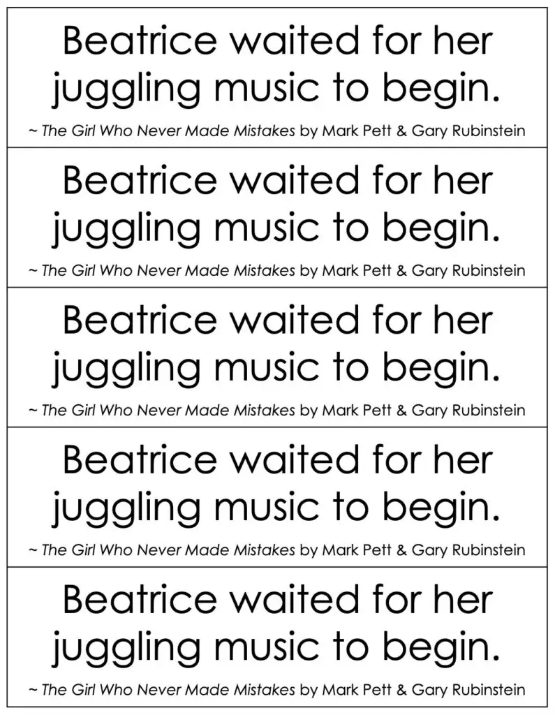 3rd Grade Parts of a Sentence Mentor Sentence (printable)