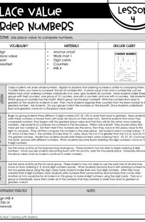 3rd Grade Place Value Order Numbers Lesson 4